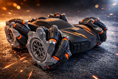 Image of Eli & Chi 360 RC Drift Stunt Car with Smoke Effect & LED Lights | Double-Sided Remote Control Car for Kids 5-15 Years | 30M Range | Rechargeable Battery | All Terrain Toy Car for Boys & Girls