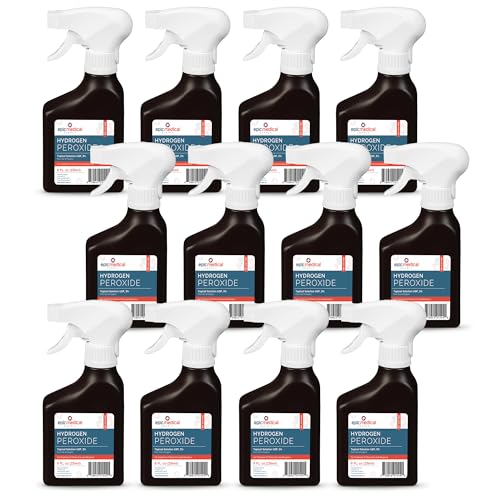 Epic Medical Supply Hydrogen Peroxide Spray 3% USP - First Aid Antiseptic for Cuts & Scrapes - Antiseptic Disinfectant Multi-Purpose Cleaner - 8oz / 236ml Trigger Spray Bottle (12 Bottles)