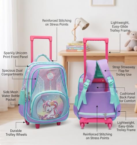 Image of ADSON 3D Embossed School Trolley Bag Large School Bag for Boy Girl, Kids School Bag, Travel Backpack for Girl Boy, Ideal for Children Trolley 16 Inch Water Resistant