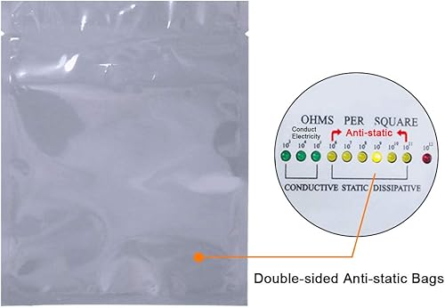 Miniatura 10 de 10 bolsas antiestáticas con parte superior abierta de 15.75 x 19.69 pulgadas, extra grande, bolsa de blindaje ESD con calcomanías sin estática para