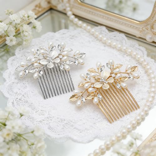 Juego de 2 Peines Mariposa con Perlas para Mujer miniatura 5