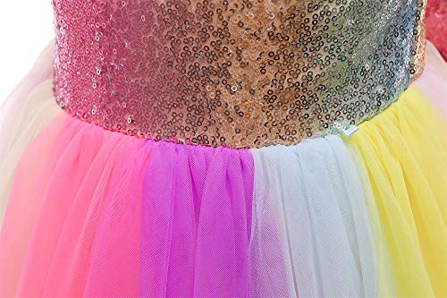 Weileenice Christmas Flower Girl Rainbow Sequin Dress Kids Princess Cosplay Costume Big Girls Special Occasion Wedding Birthday Party Tulle Dresses 11-12 Junior Bridesmaid Evening Formal Prom Gown #TOP5