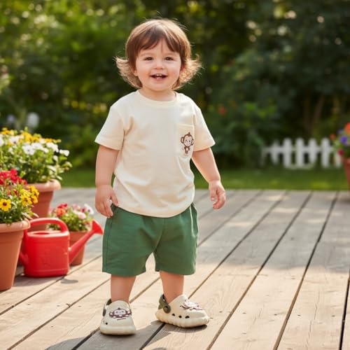 Image of GLJ Monkey Design Kids Clog Shoes - Comfortable Indoor and Outdoor Sandals for Boys & Girls 3150