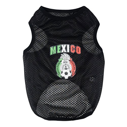 Chaya Dog Clothes- Mexico World Soccer Jersey Black Pet Tank for Small Dogs