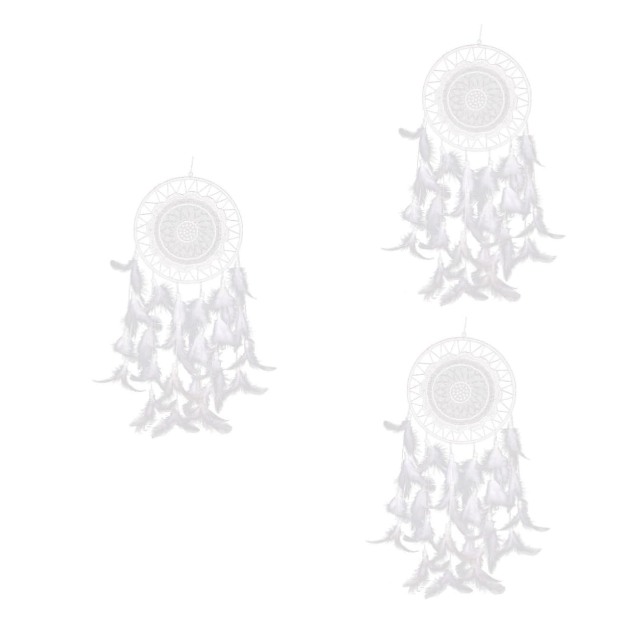 Amosfun 3stücke Handgefertigter Dreamcatcher Mit Weißer Spitze Und Perlen Und Autodekoration Für Harmonisches Zuhause Als Für Besondere Anlässe