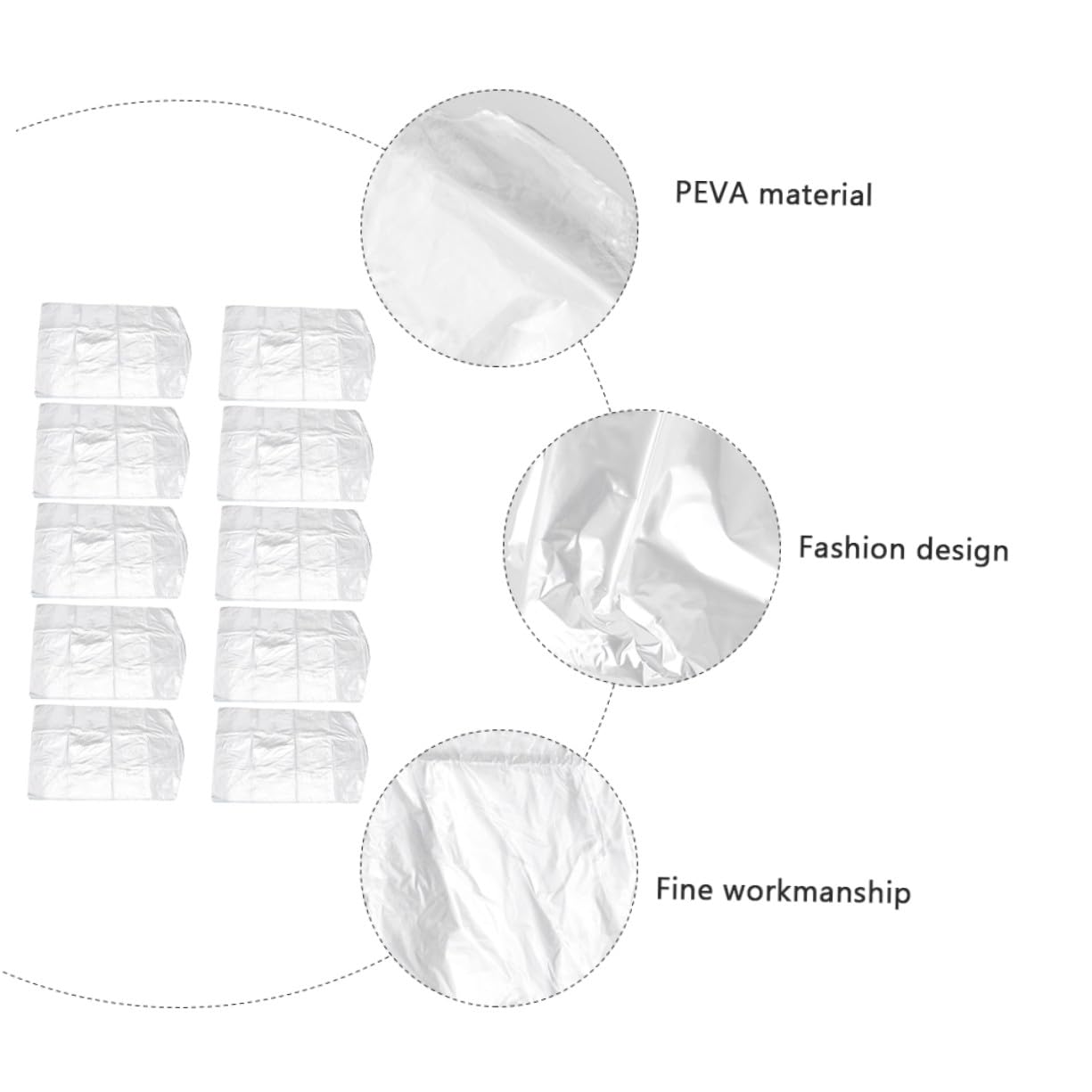 Funda de Traje 50 Piezas Peva 60x150 Cm, Protección Antipolvo | Lavable y Resistente Humedad, Adecuado para Tiendas de Ropa y Lavanderías, Diseño Fashion