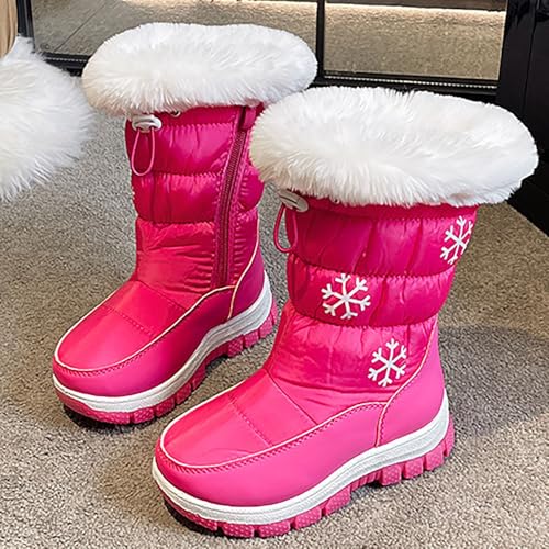 IWIHMIV Snow Boots for Kids Mid Calf Winter Shoes Thickened Bottom Warm Cotton Shoes Outdoor Non Slip Snow Boots3