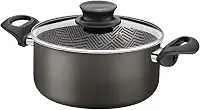 Caçarola Tramontina Paris em Alumínio com Revestimento Interno e Externo em Antiaderente Starflon Max Chumbo com Tampa de Vidro 20 cm 2,9 L