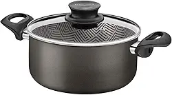 Caçarola Tramontina Paris em Alumínio com Revestimento Interno e Externo em Antiaderente Starflon Max Chumbo com Tampa de Vidro 20 cm 2,9 L