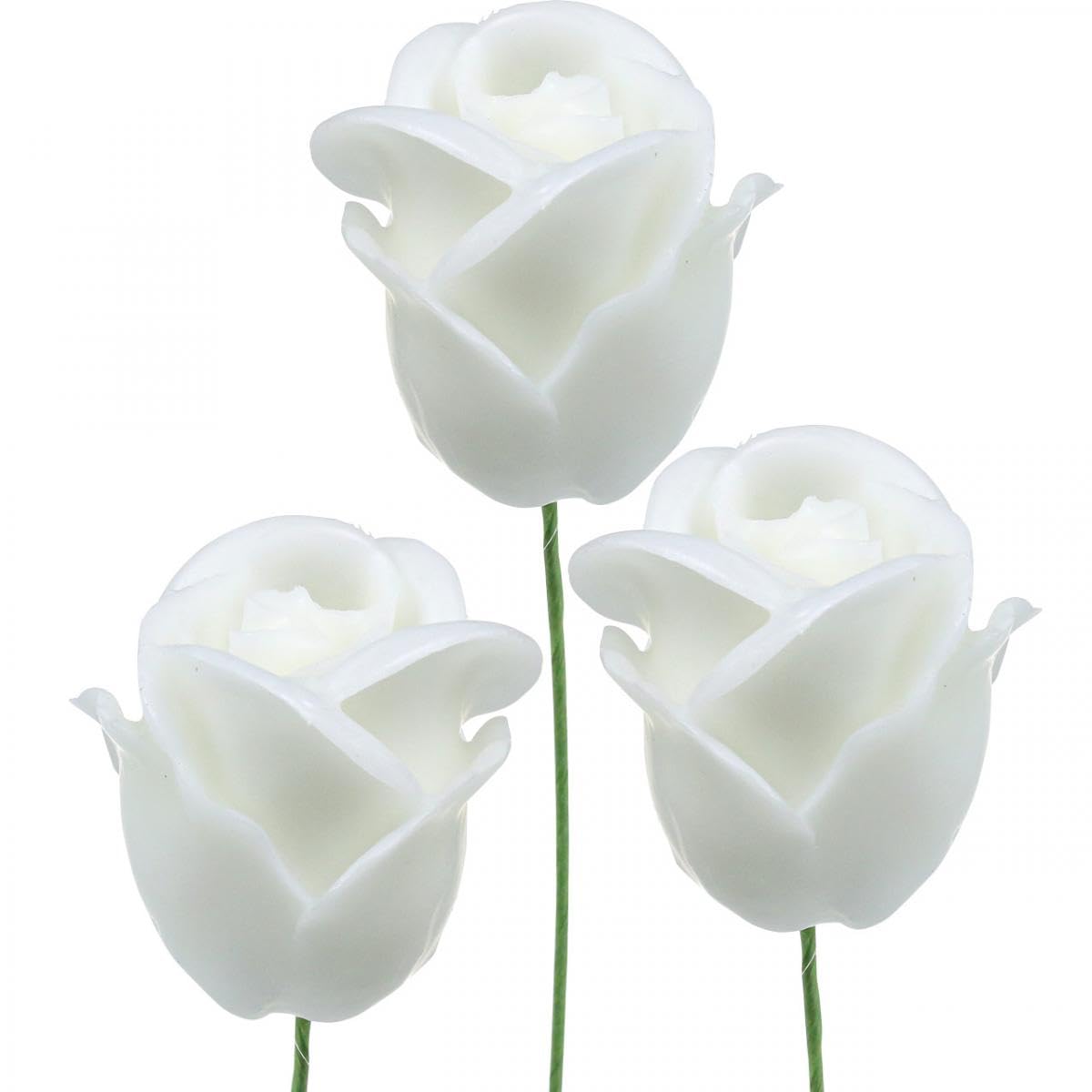 Viana Weiße Kunstrosen Wachsrosen Set 18 Stück Dekorosen Hochzeit Trauer Floristik Ø6cm