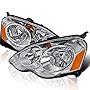 Spec-D Tuning Diamond Jdm Chrome Housing Clear Lens Headlights Compatible with Acura RSX 2002-2004 L+R Pair Head Light Lamp Assembly