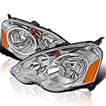 Spec-D Tuning Diamond Jdm Chrome Housing Clear Lens Headlights Compatible with Acura RSX 2002-2004 L+R Pair Head Light Lamp Assembly