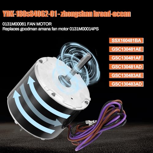 Knocokie YDK-180S84062-01 0131M00061SP 0131M00061Sp, 1/4 Hp Condenser Fan Motor Replaces Goodman Condenser Fan Motor thumb #2