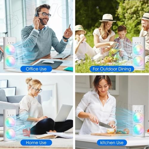Image of Mini Cooler Double Fan, 2026 USB Rechargeable 3-Speed Quiet Dual Spray Fan, Air Cooler with LED, Remote & 280ml Tank for Home, Office, Energy Saving by SILIVO