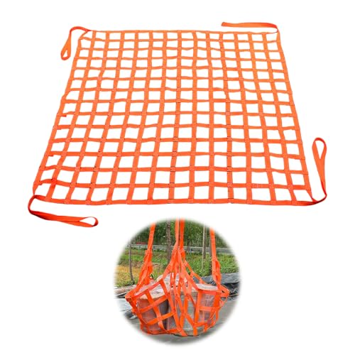 Hebe-Hebenetz,Ladung Hängendes Netz,1 x 1 m 300 kg Polyester Schlingen,Lastenheber Netz,Gurtbandnetz,Hohe Tragfähigkeit Hangendes Hebenetz,für Ladungssicherung Vertikales Heben Absperrnetze