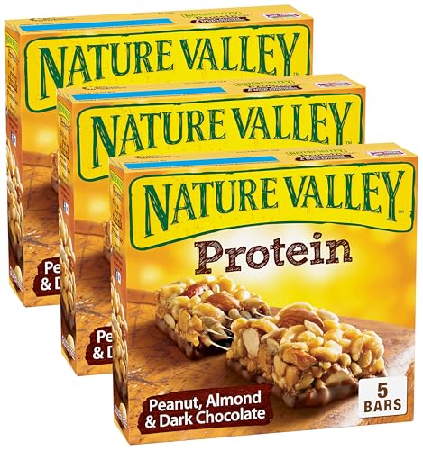 Nature Valley Chewy Protein Granola Bars, Peanut Almond Dark Chocolate, 5 Bars, 7.1 OZ (Pack of 3)