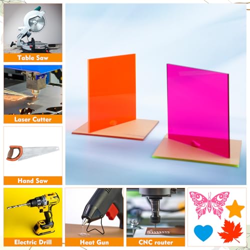 Image of Geetery 30 Pcs Colored Acrylic Sheets, 4 x 4 x 1 /8 Inch Thick Translucent Cast Acrylic Sheet,Plastic Boards for Back to School DIY Project Picture Frame,Art Crafts Laser Cutting Engraving, 15 Colors