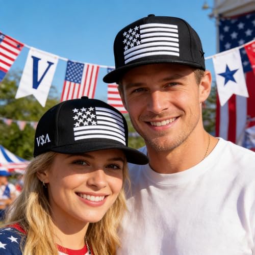 Image of USA Flag Baseball Cap American Patriotic Trucker Hat Father Dad Mother Mom Adjustable Sportswear Hat for Men Women Adults