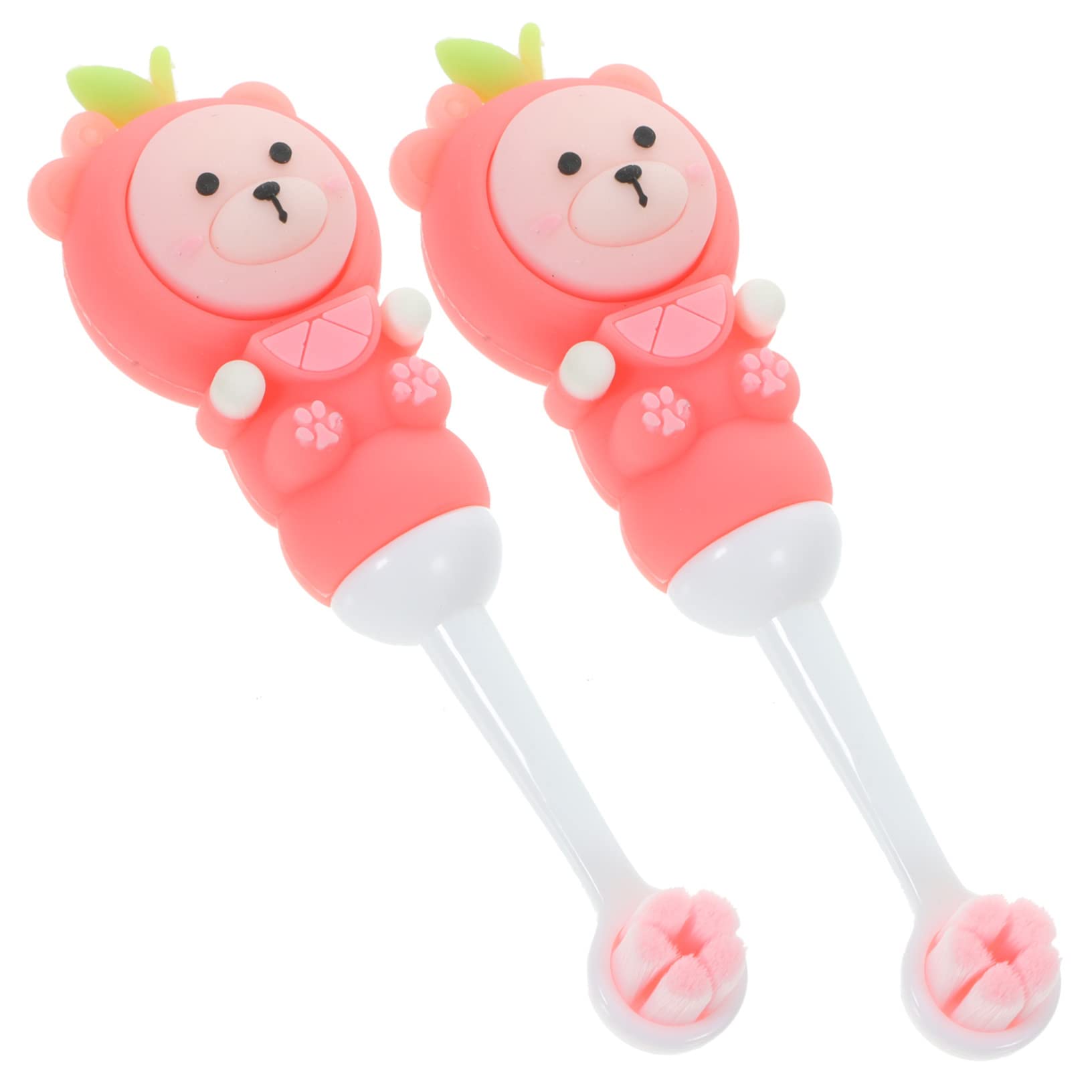 IWOWHERO 2Pcs Cute Bear Ergonomic Toothbrush Soft Bristle Manual Toothbrushes for Ages Safe Durable Adorable Design for Teeth Care