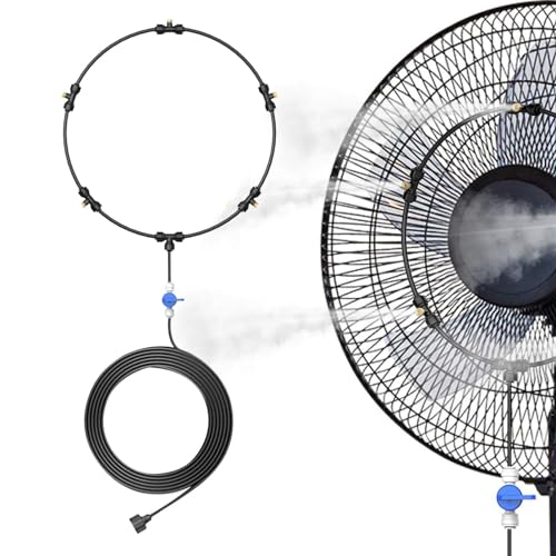 Kuxiptin Kits de ventiladores de refrigeración por nebulización, ventilador de pulverización de agua,Juego de nebulización de ventilador de enfriamiento para exteriores | Sistema de