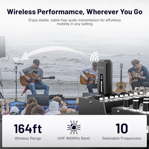 Image of MELONARE Plug on UHF 900 MHz XLR Wireless Microphone Adapter MX-1 | Wireless XLR transmitter &receiver, 164ft Range, 48 V phantom power, microphone, mixer, PA system