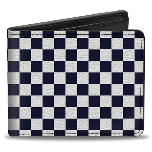 Buckle-Down Men's Wallet, Bifold, Checker Midnight Blue White, Vegan Leather, 4.0