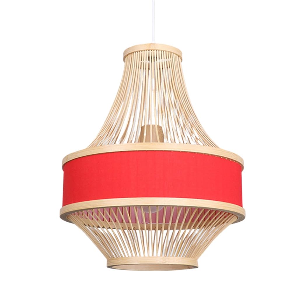 CSSYKV Linen Fabric Pendant Lamp Modern Dining Room Light Fixture 15.7'' Large Bamboo Wicker Lantern Blue Pendant Light Nordic Nursery Room Light for Indoor Dining Room Kitchen Entryway Living Room
