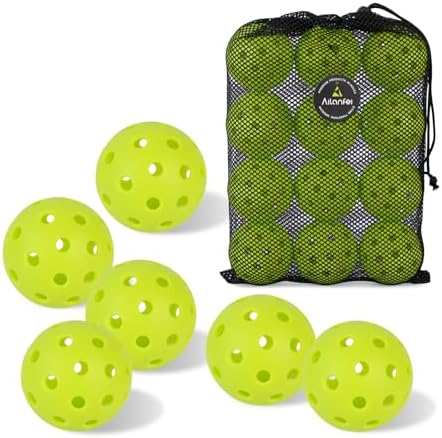 Pickleball Balls 12 Pack- 40 Holes Outdoor Pickleball with Bag, Perfectly Balanced, High Bounce, Crack-Resistance,USAPA Standard