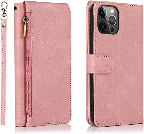 Coque iPhone 13 Pro Max rose KANUZ avec porte-carte magnétique