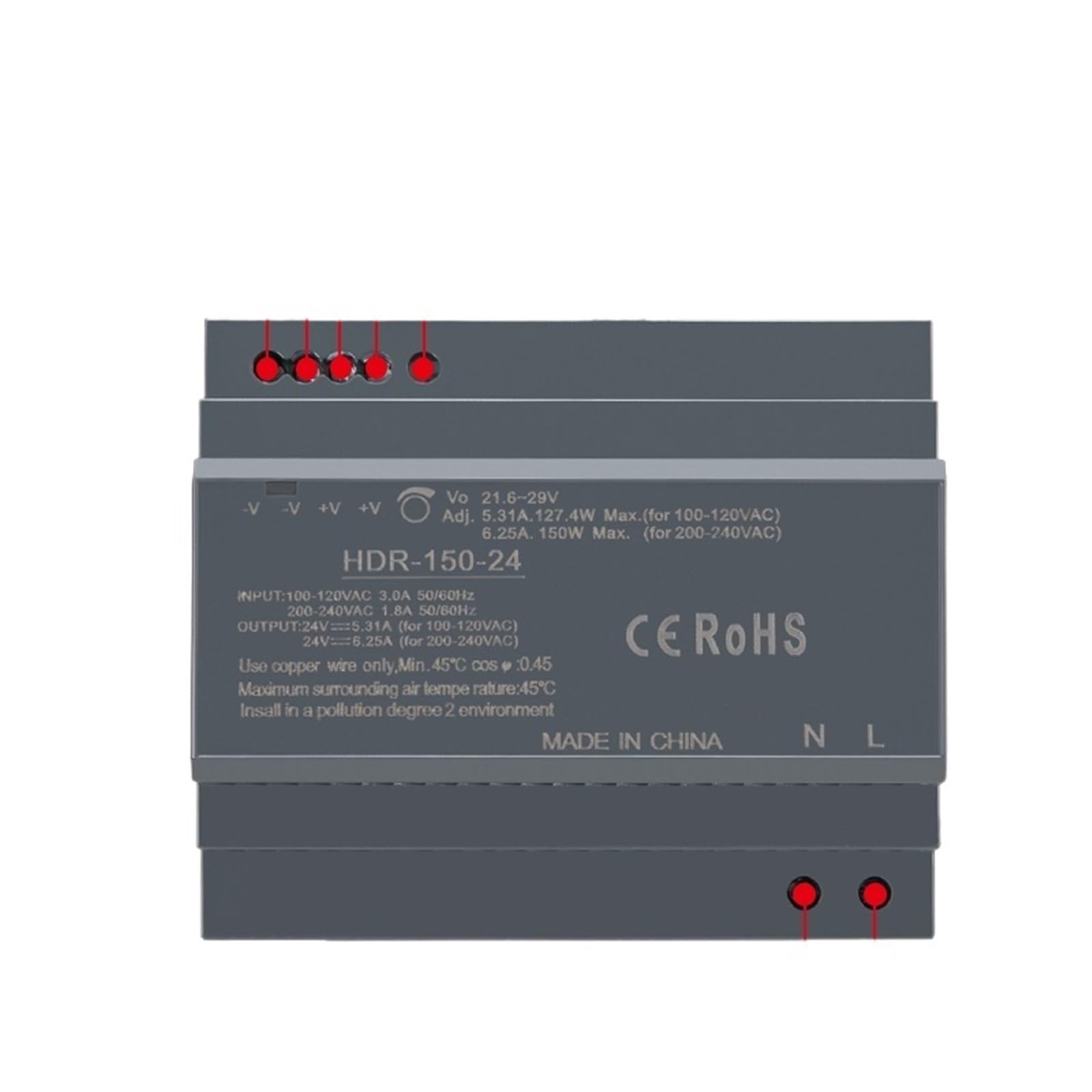 Fuente de alimentación conmutada industrial riel DIN AC DC transformador
