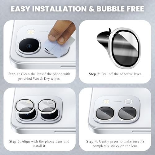 Image of FIRST MART Silver Camera Ring Guard Protector for Vivo T5X | Tempered Glass with Metal Alloy Rings, HD Clear, Scratch Resistant, Case-Friendly | Pack of 1
