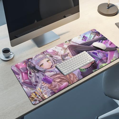マウスパッド かわいいアニメ柄 VTuber バーチャル むらさきシオン 塩っ子 大型 ゲーミングマウスパッド キーボードパッド デスクマット 机 マット ゲーム用 多機能 エッジ周辺強化 変形防止 撥水/防水加工 耐久 滑り止め 光学式マウス対応 40x90cm