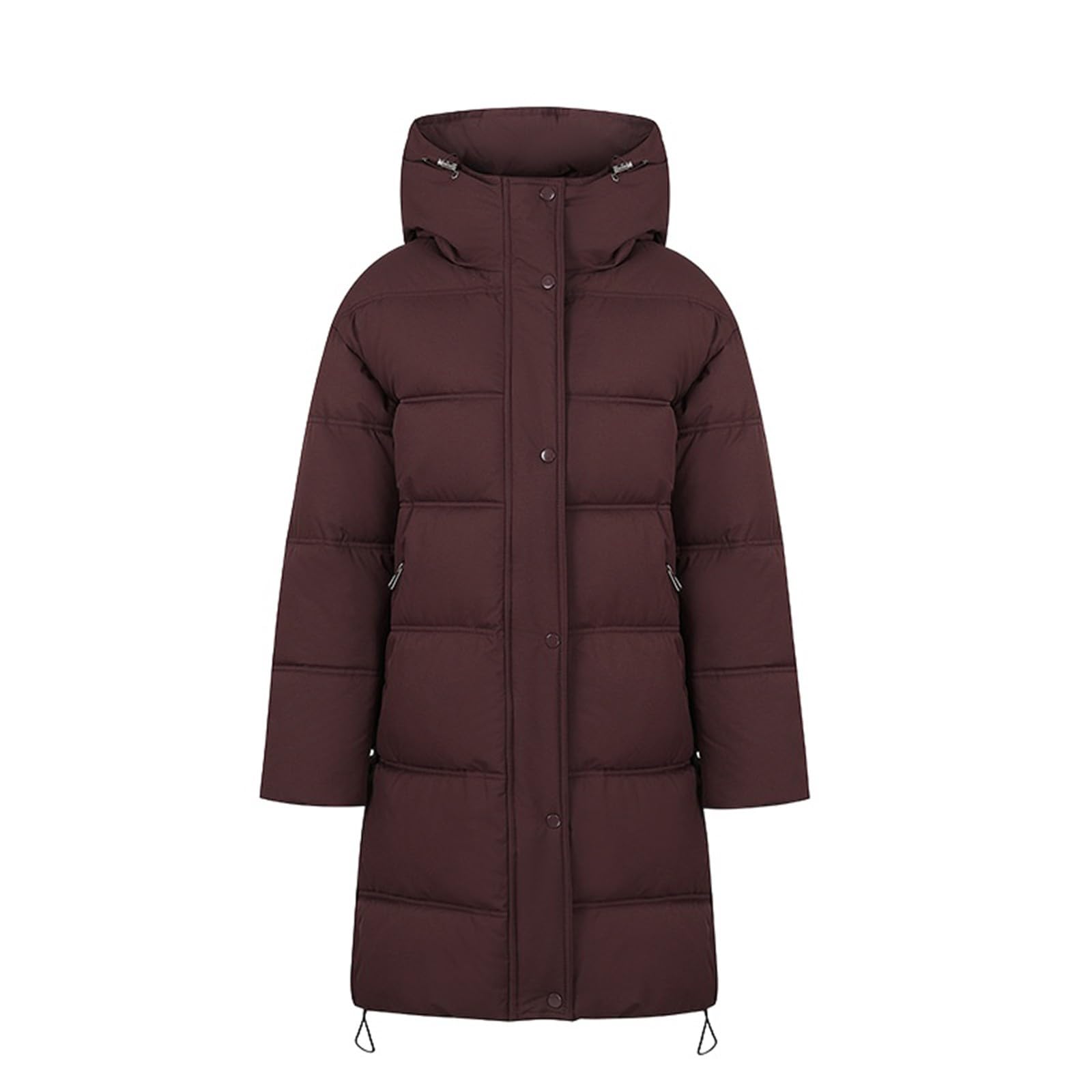Giacca trapuntata da donna taglie forti imbottite spesse lunghe piumini per le donne con cappuccio invernale caldo parka cappotto impermeabile tinta unita manica lunga leggero piumino con tasche