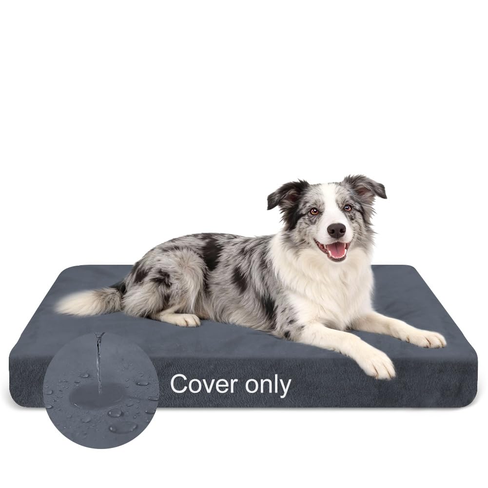 DUJUIKE Wasserdichter Hundebett-Ersatzbezug + Waschbar Abnehmbar + Dunkelgrau S