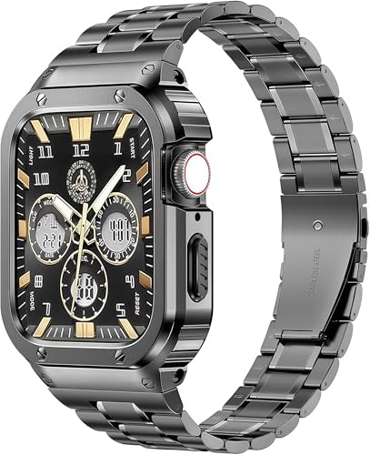 Image of MioHHR Stainless Steel Band with Case for Apple Watch Bands 44mm /42mm