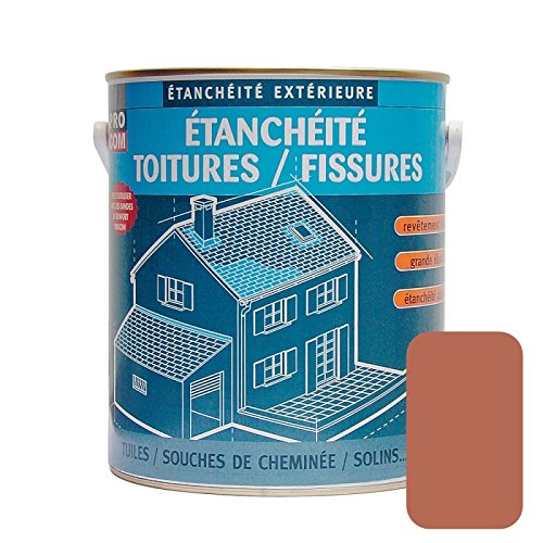 Peinture d'étanchéité toiture, réparation tuiles, fissures, anti-fuites, anti-mousse, décore, protège, plusieurs coloris PROCOM 2.5 litres Terre cuite