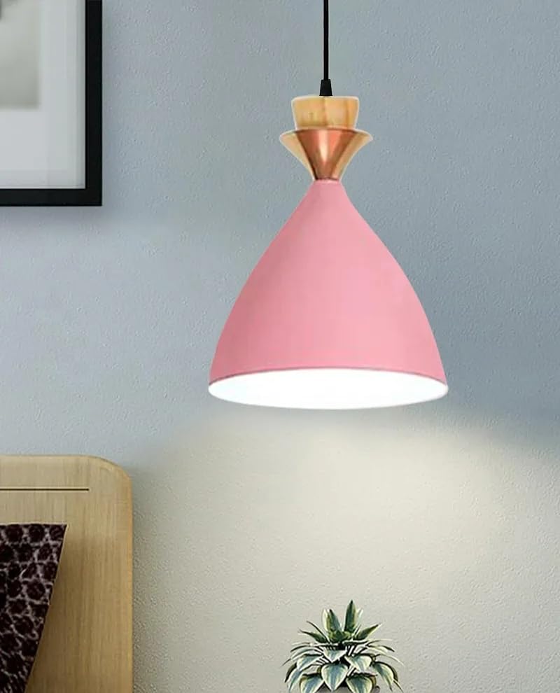 twixle Aluminium Ceiling Hanging Lights for Dining Table, Lamp, Living Room Corner, Decorative,Home,Bedroom,Office,Cafe,Restaurantsand More (E27 Holder) (Pink)(Aluminium;Wood) (Pink)-picture-18
