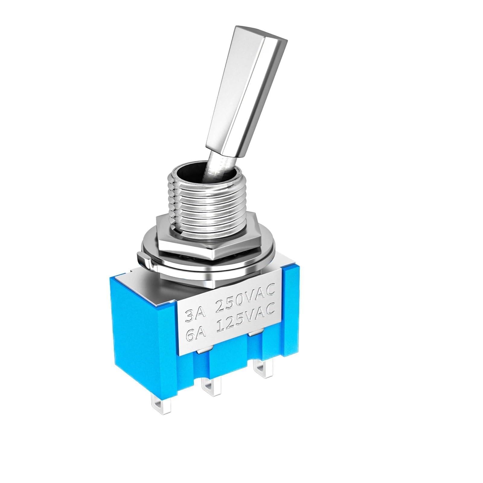 10 pezzi Mini interruttore a levetta 3 posizioni 2 ON OFF ON DPDT SPST DPST 6A 125VAC 3A 250VAC maniglia piatta a scatto for auto camion Auto Barca Camper(ON OFF ON 3Pin)