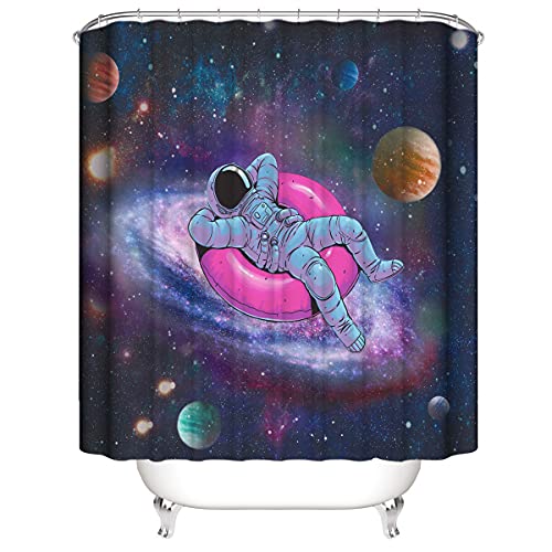 Yeacun Space Astronaut Shower Curtain 72' x 72' with 12 Hooks, Funny Outer...