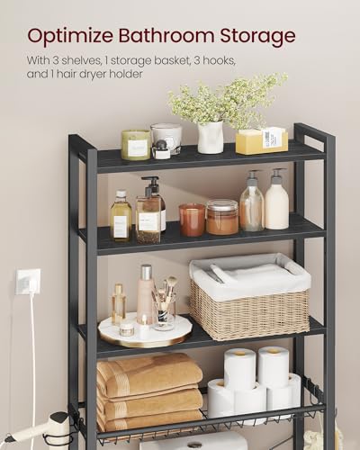 Image of VASAGLE 4-Tier Over the Toilet Storage, Adjustable Shelves, Basket, 68.1''H