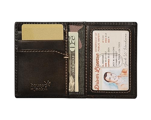 House of Jack Co. Slim Card Wallet for Men, Minimalist Front Pocket, Small Bifold Card Holder, Full Grain Cowhide Leather Walelt, Black2