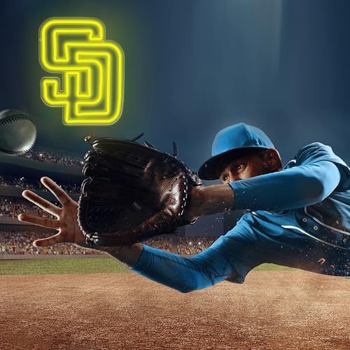 Image of Baseball Neon Sign for Wall Decor Baseball Team Neon Light for Man Cave Dimmable Led Sign for Bedroom Pary Garage Dorm Club Bar Birthday Gifts for Fans 5V USB Powered Size 14.1 * 11IN(ZYLD266)