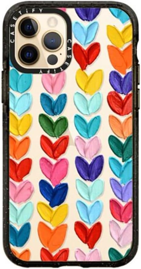 CASETiFY Impact Case for iPhone 12/ iPhone 12 Pro - Clear Polka Daub Hearts - Clear Black