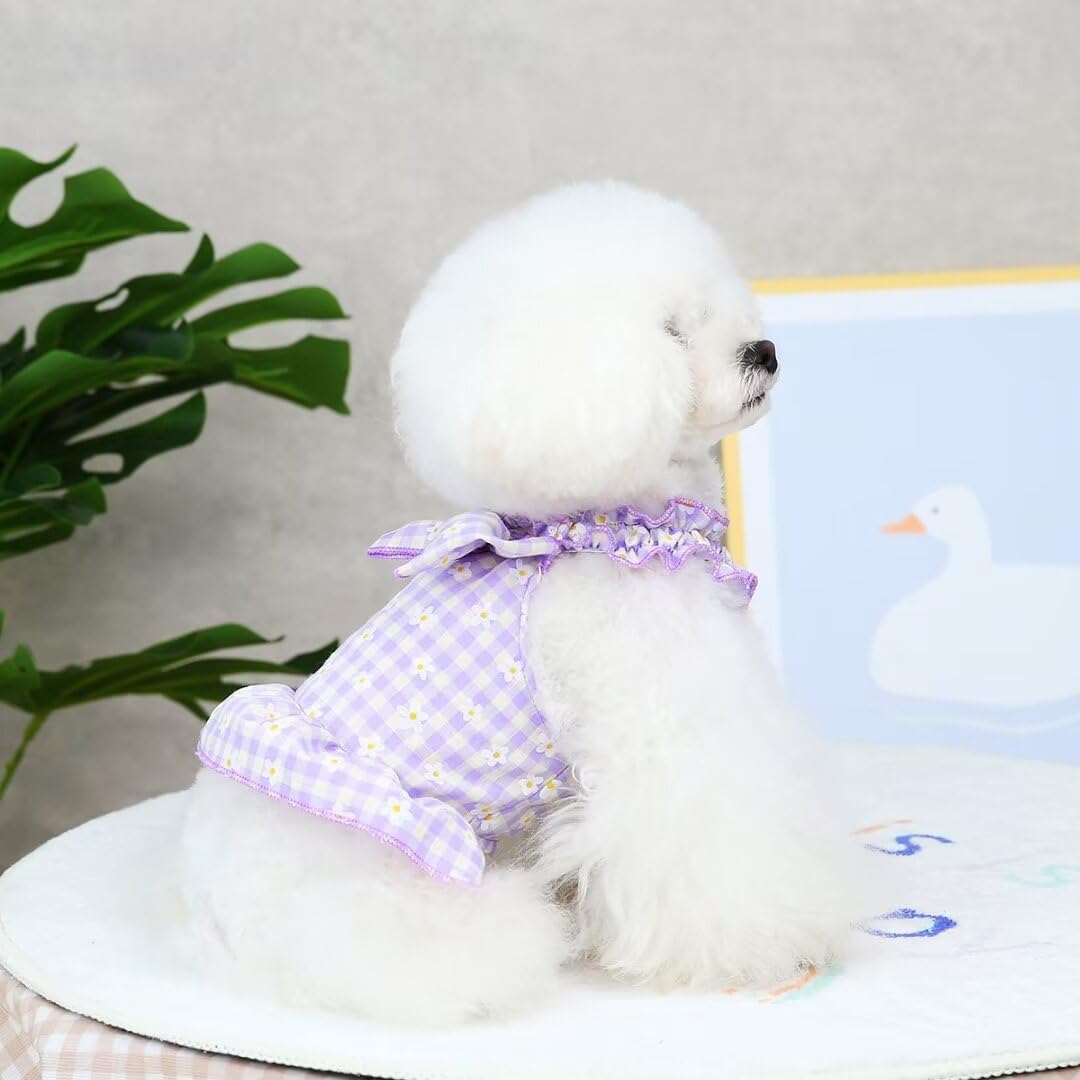 Clopon Small Dog Harness Dress for Puppy Cute Clothes Dogs Quinceañera Pink Tutu Dresses Ropa para Perros Pequeños XS