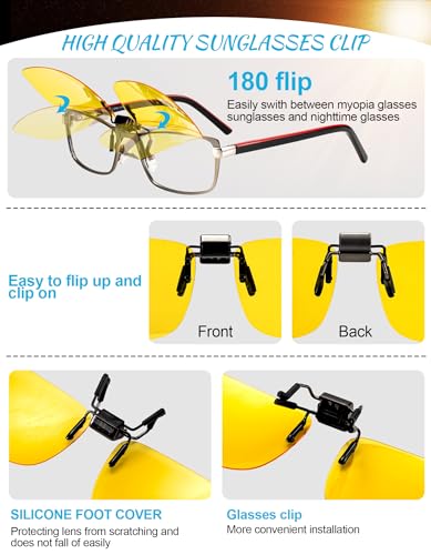 Image of OCCI CHIARI Polarized Flip-up Clip-on Sunglasses for Eyeglasses for Men and Women Outdoor /Driving UV400