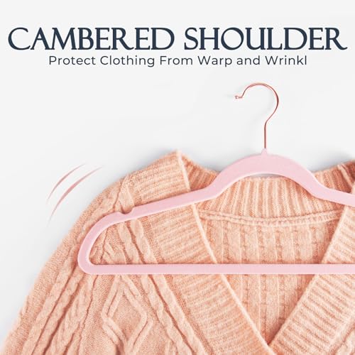 Image of HOUSE DAY Pink Velvet Hangers 120 Pack, Premium Clothes Hangers Non-Slip Felt Hangers, Sturdy Black Hangers Heavy Duty Coat Hangers, Durable Suit Hangers, Space Saving No Hanger Mark Rotating Hook