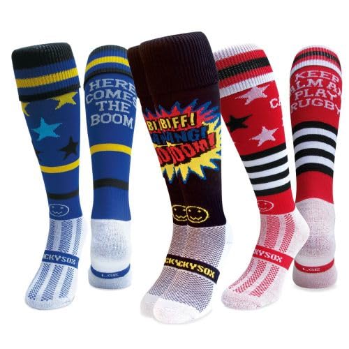 Chaussettes de rugby montantes lot de 3 Wacky Limited Power Play bleu anti-glisse