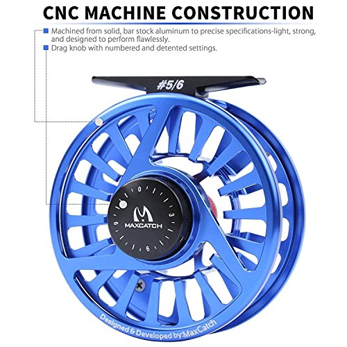 Maxcatch Fly Fishing Reel With Cnc-Machined Aluminum Body Avid Series Best Value - 1/3, 3/4, 5/6, 7/8, 9/10 Weights(Black, Green, Blue, Silver, Black&Silver) (Blue, 1/3 Wt) #TOP7