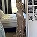 WENKAFO Sparkly Sequins Mermaid Prom Dress 2026 Sexy Long Evening Gown for Women with Slit V Neck Silver Formal Party Gowns Size 2