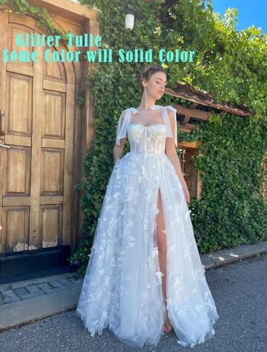 GARDOM 3D Butterfly Tulle Corset Prom Dresses for Teens Formal Fairy Ball Gowns Spaghetti Straps Evening Gown with Slit3